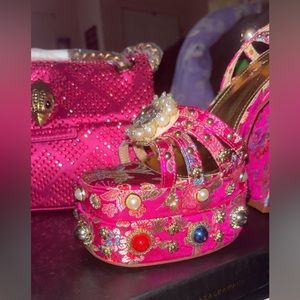 Pink bling shoe and bag